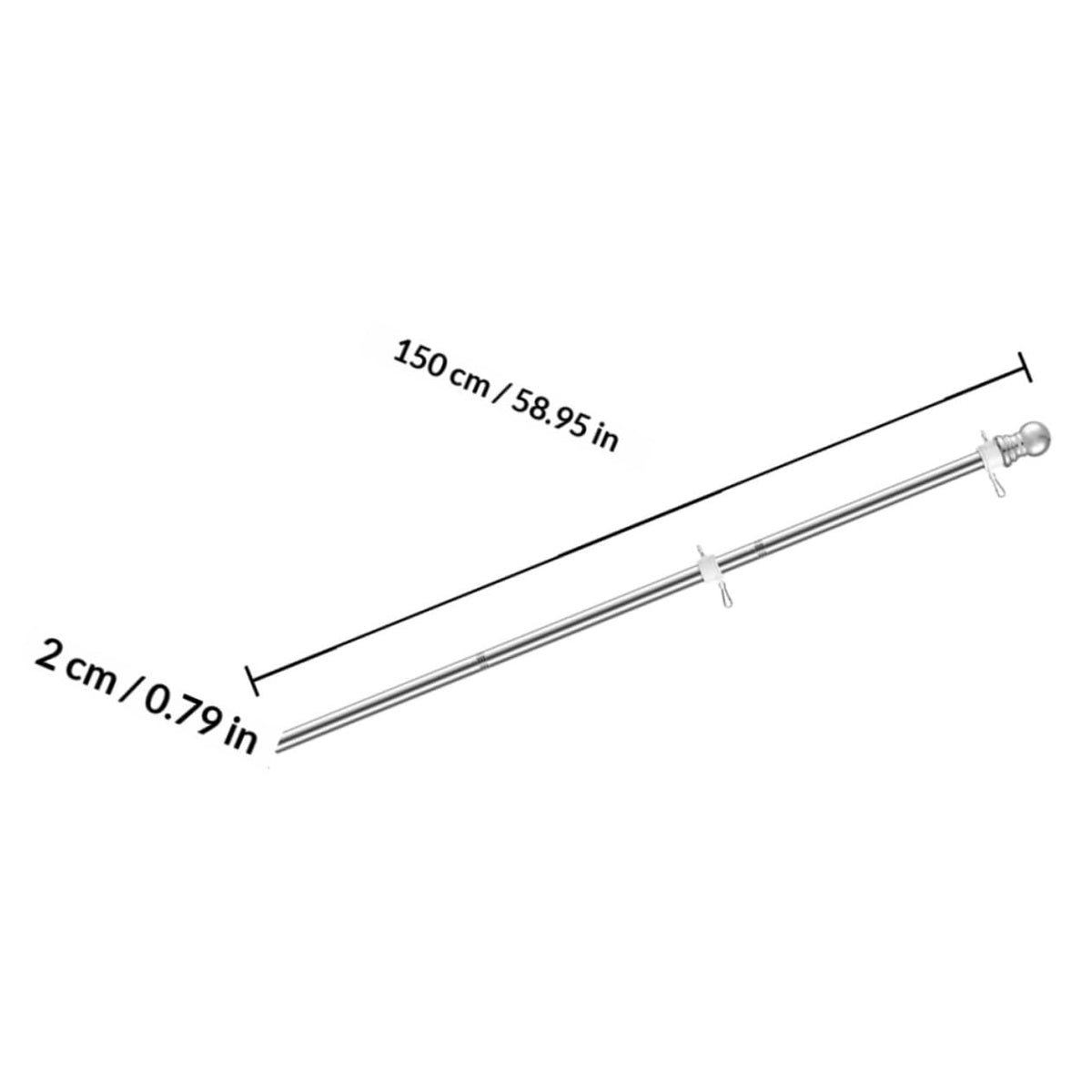 2pcs Stainless Steel Flag Pole Set 1.5m Rustproof X449339