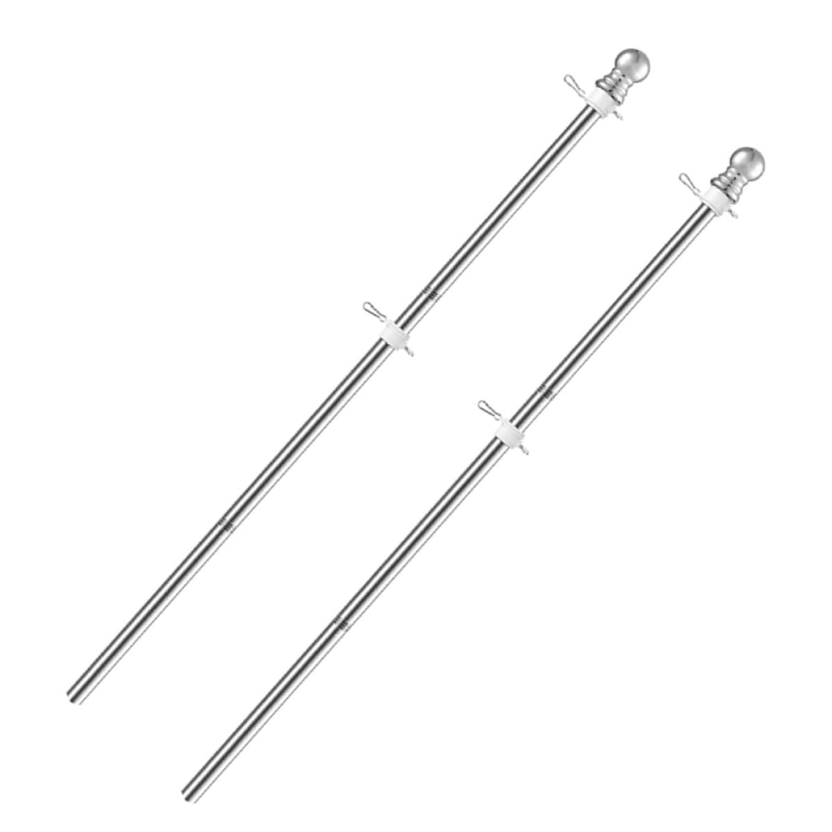 2pcs Stainless Steel Flag Pole Set 1.5m Rustproof X449339