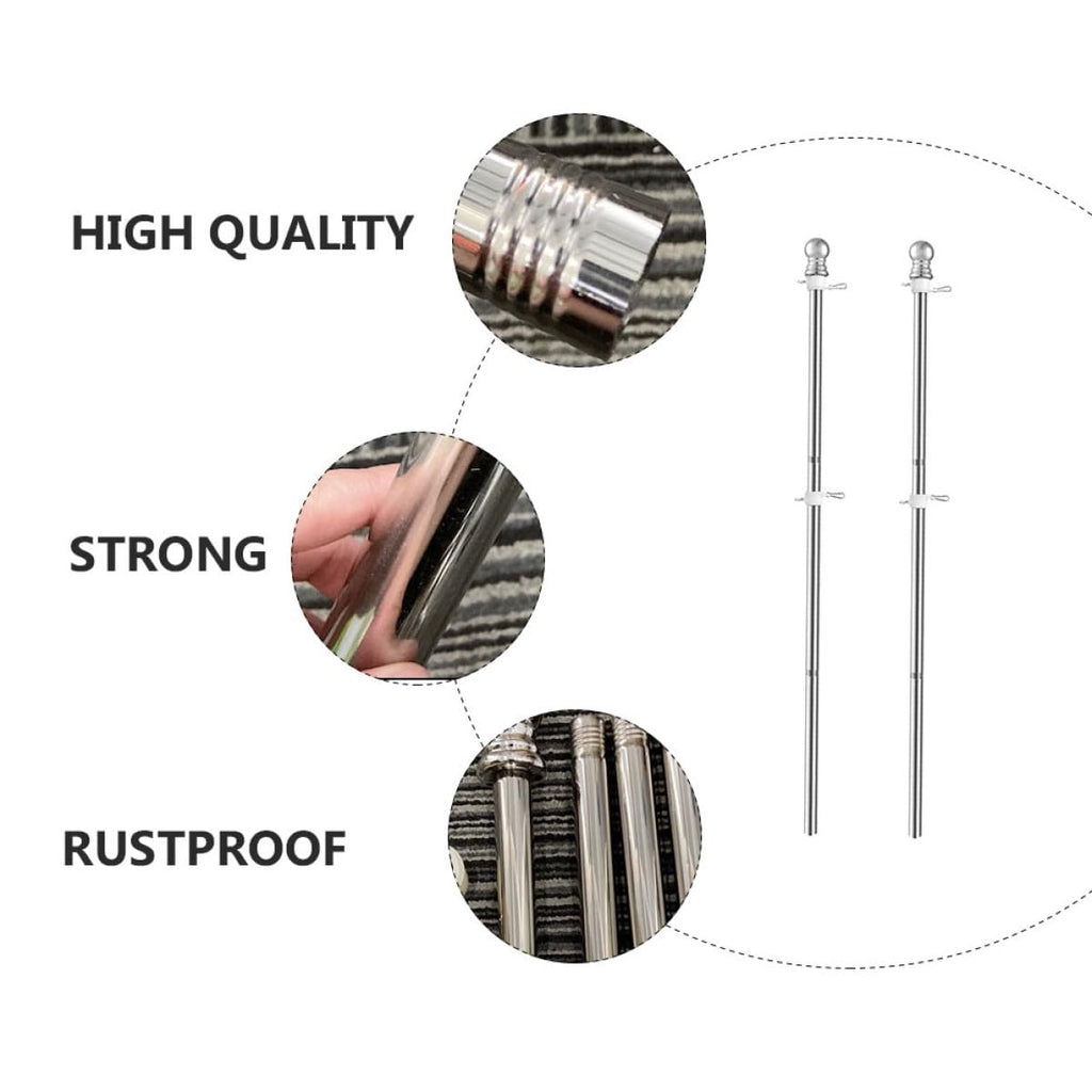 2pcs Stainless Steel Flag Pole Set 1.5m Rustproof X449339