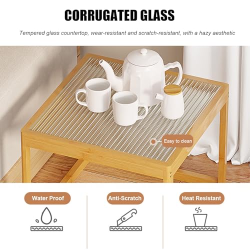 Nesting Glass End Table Set of 2 Bamboo T548
