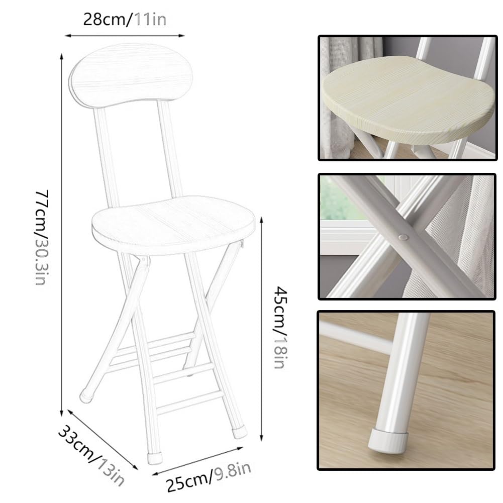 18 Inch Portable Folding Stool with Back Support and Footrest L832892