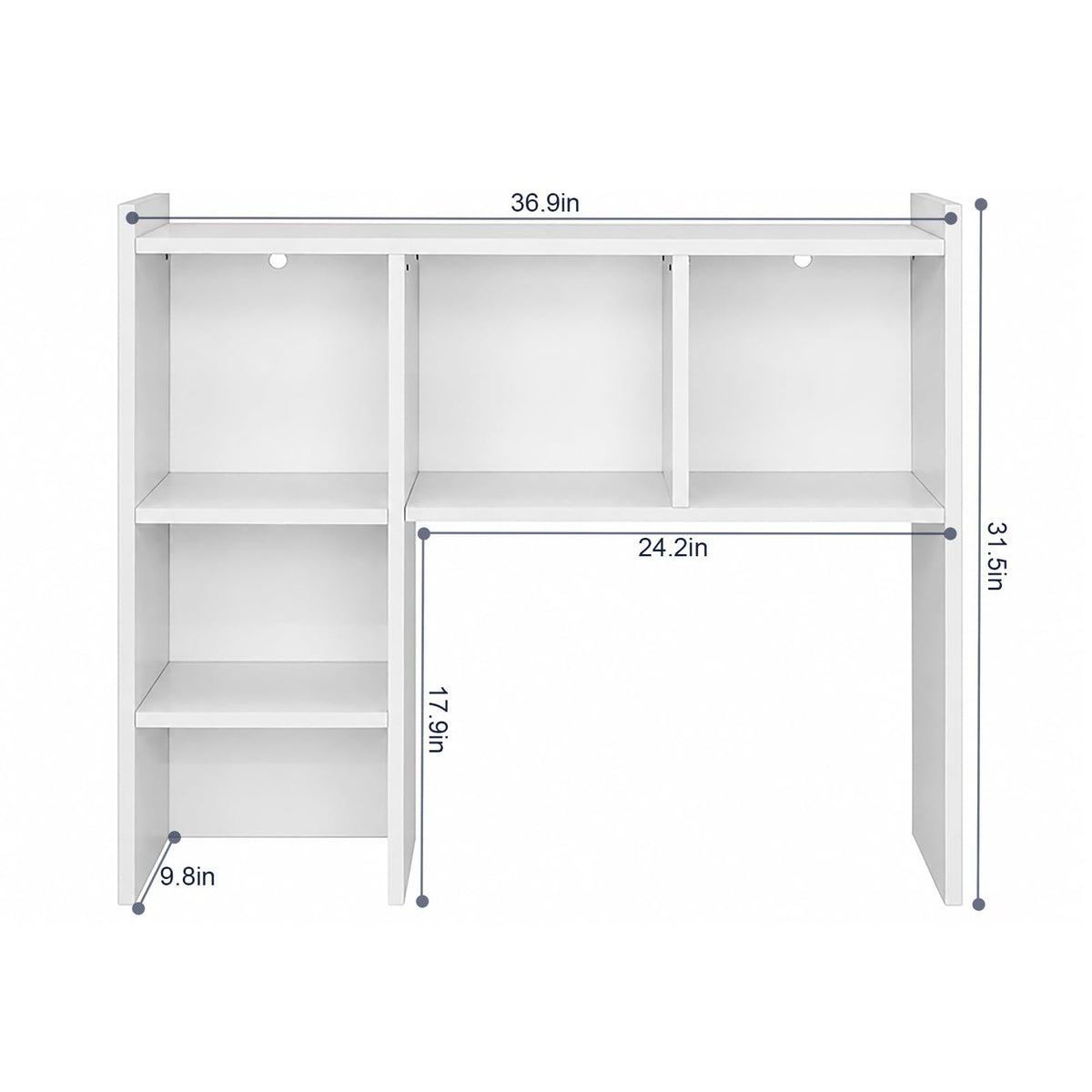 White Desk Hutch with 5 Shelves E9907