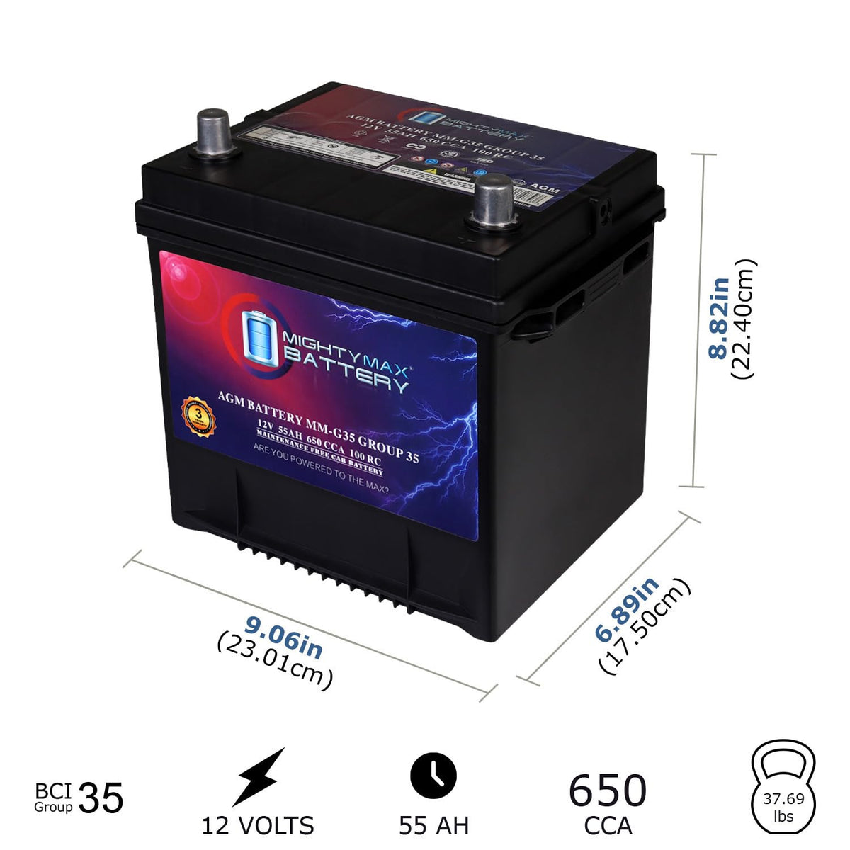 12V 55Ah AGM Replacement Battery S667