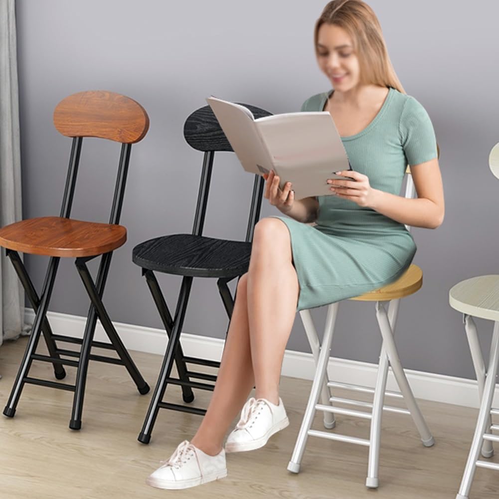 18 Inch Portable Folding Stool with Back Support and Footrest L832892