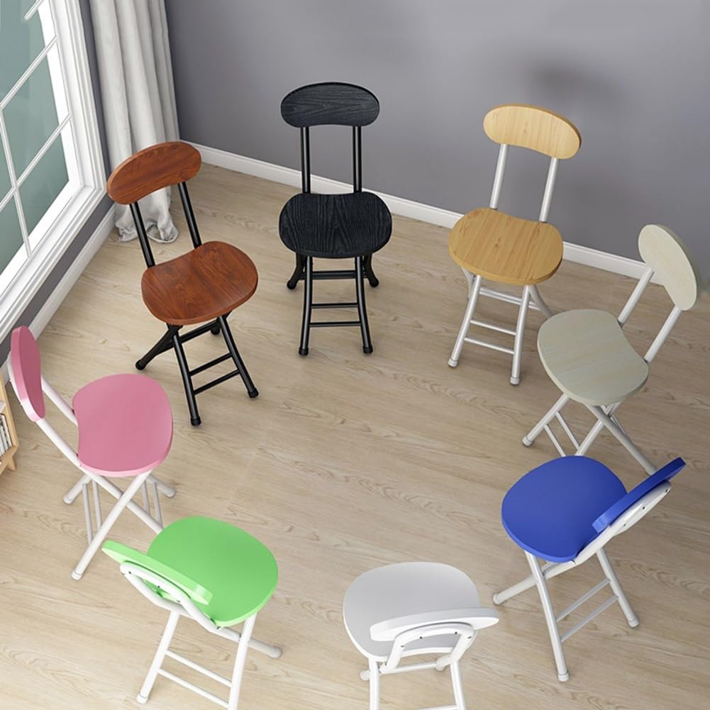18 Inch Portable Folding Stool with Back Support and Footrest L832892