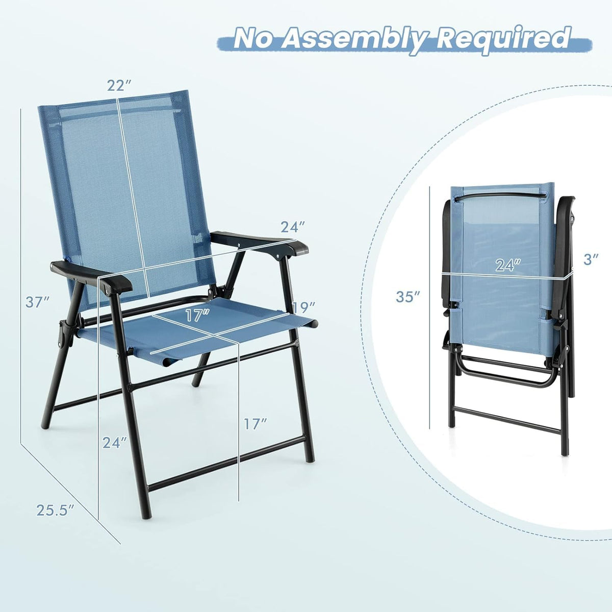 Blue Set of 2 Folding Sling Chairs R19420