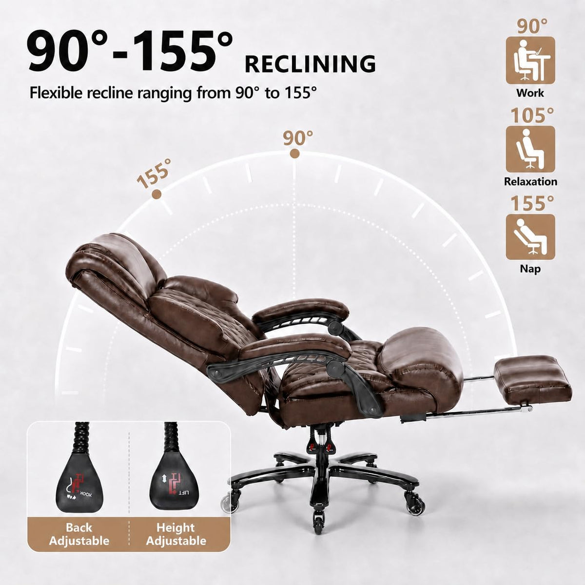Big and Tall Office Chair with Footrest J5241