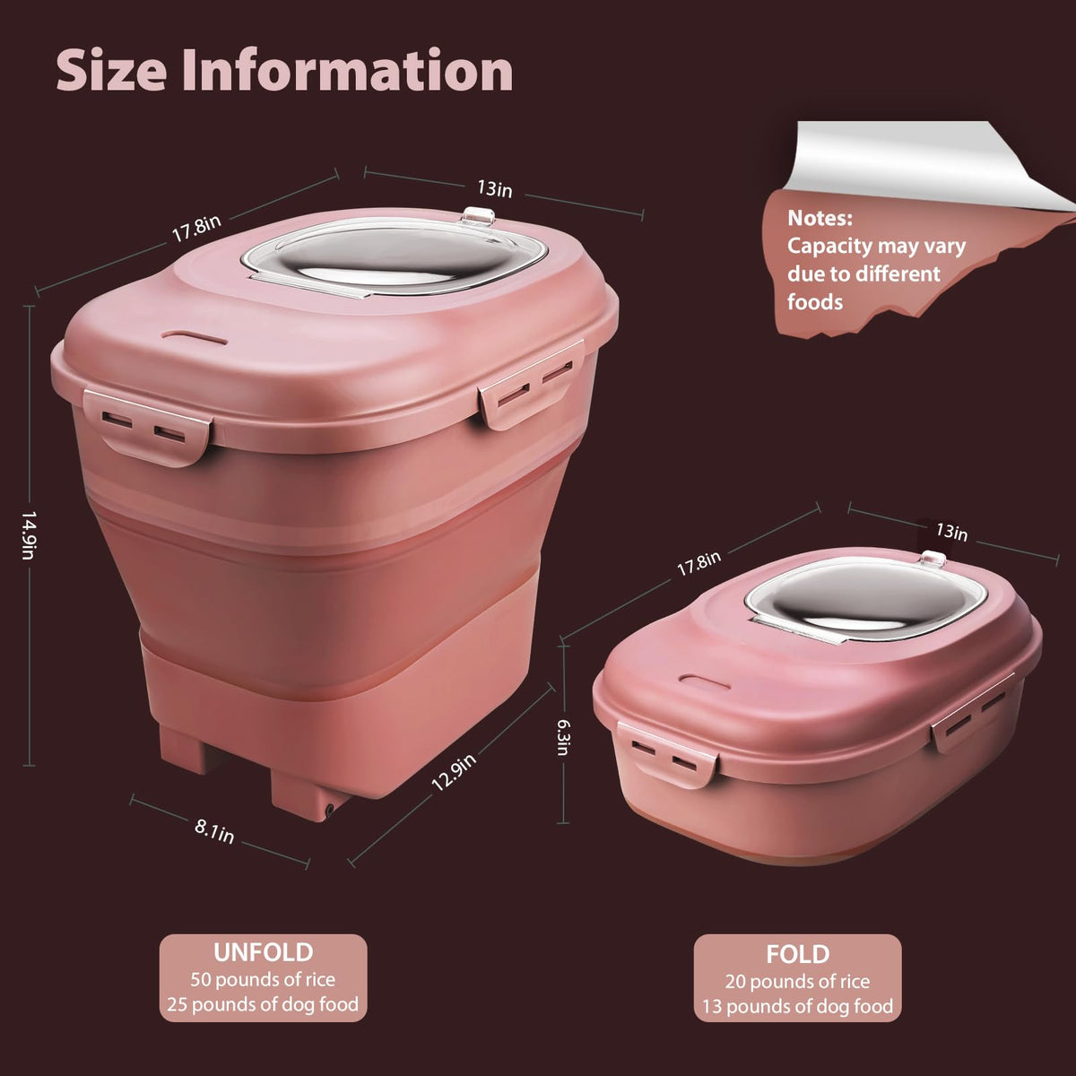 Collapsible Airtight Dry Food Storage Containers with Rolling Wheel G89095