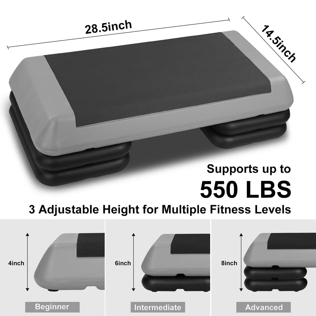 Adjustable Aerobic Stepper with 4 Risers E48758