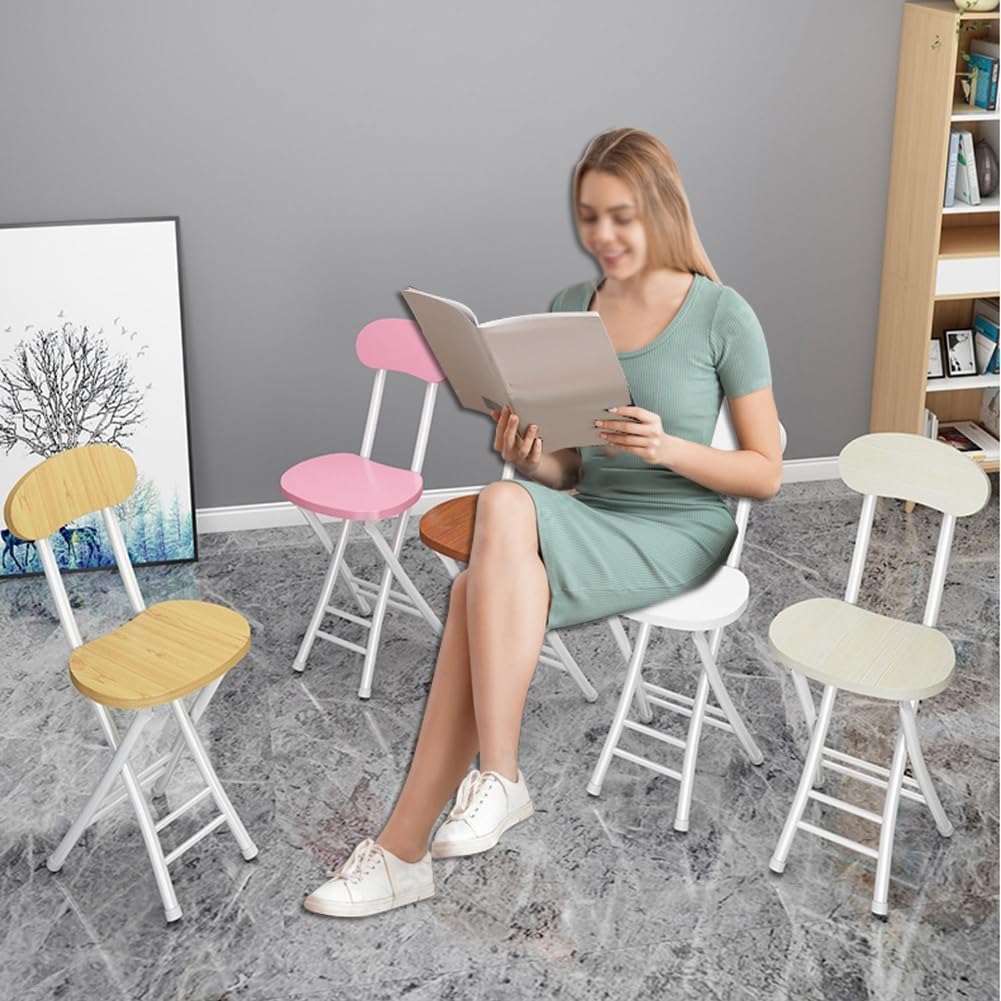 18 Inch Portable Folding Stool with Back Support and Footrest L832892