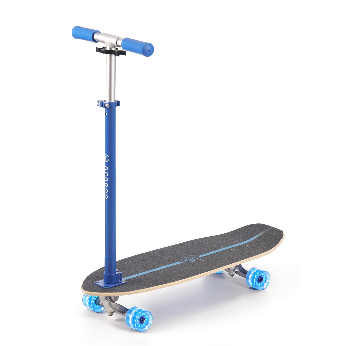 2-in-1 Kids Skateboard & Scooter with LED Light-Up Wheels, Adjustable Height, Blue F3236