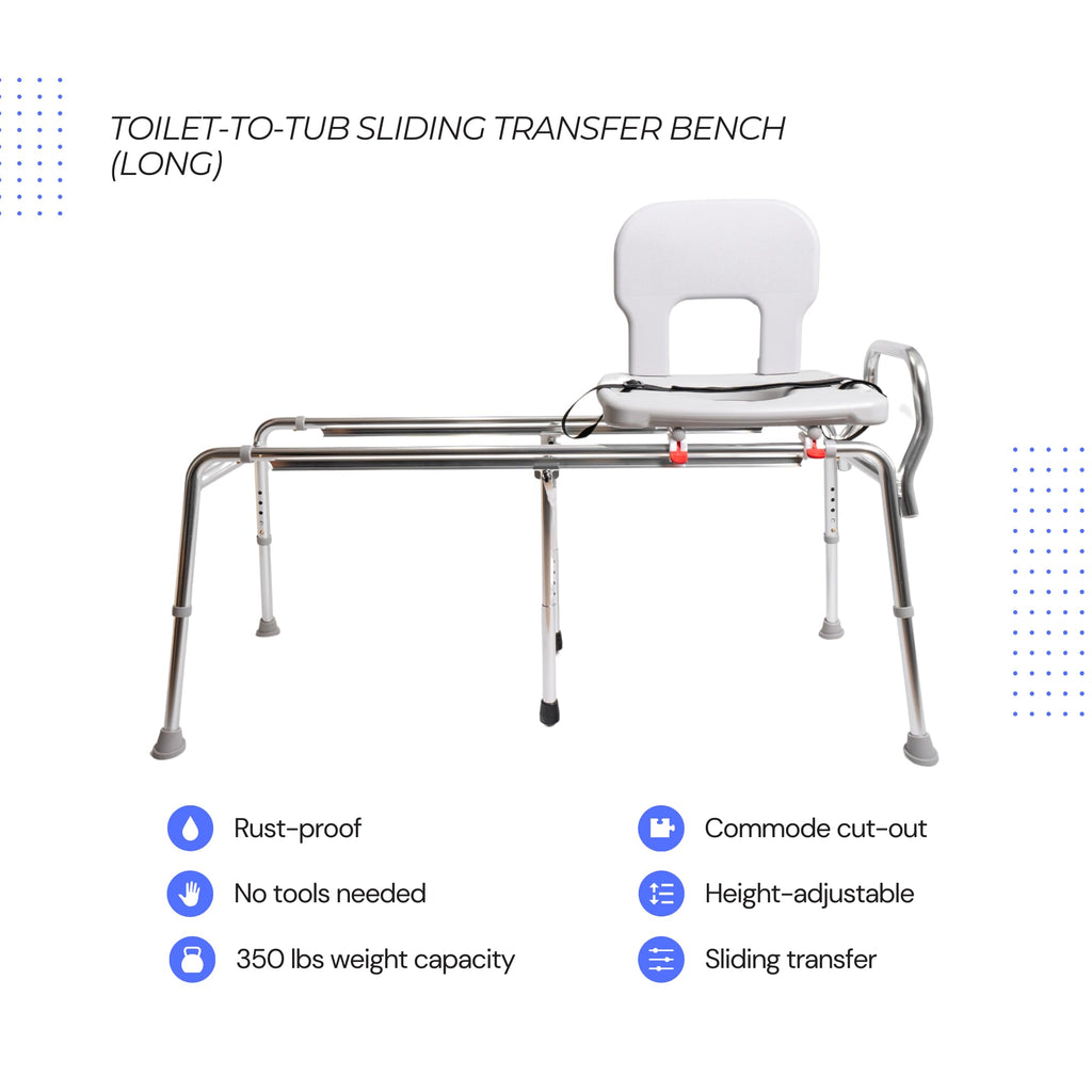 Toilet-to-Tub Transfer Bench with Cut Out Seat C731829