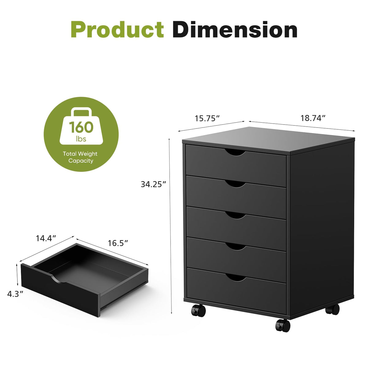 5 Drawer Wooden Dresser U27058