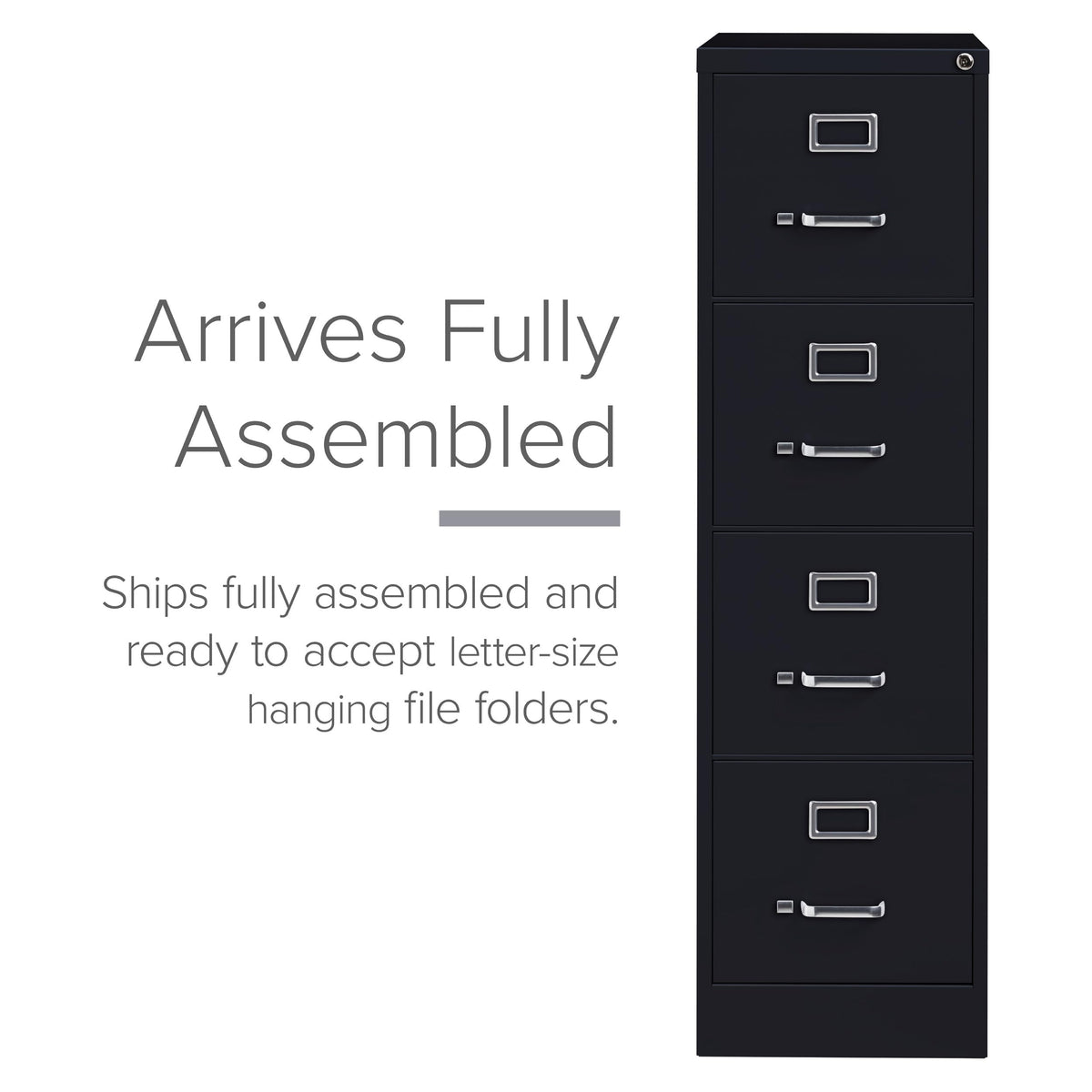 22" Deep 4 Drawer Letter Width Steel Vertical File Cabinet, Black V174572