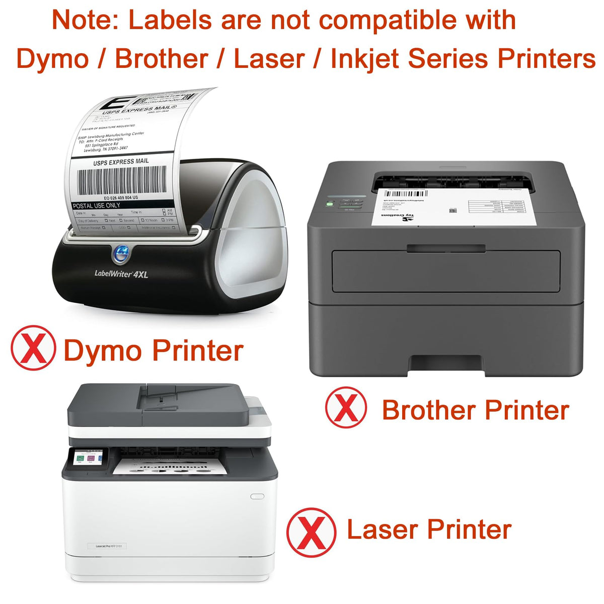 4"x 6" Direct Thermal Labels, 4 Rolls, 4000 Labels I4811