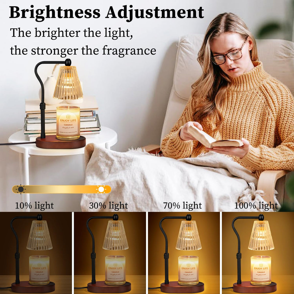 Candle Warmer Lamp with Timer Dimmer Adjustable Height S962