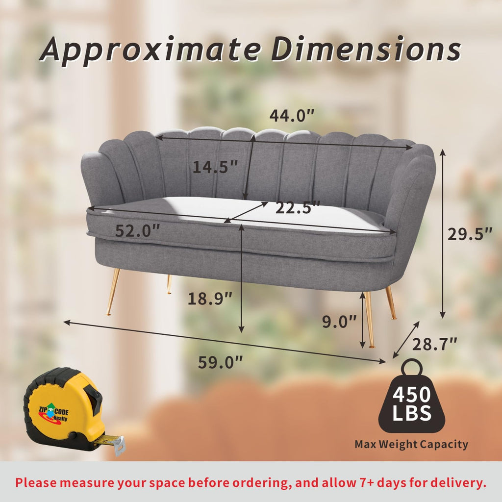 Light Grey Chenille 2-Seater Loveseat Sofa O9772