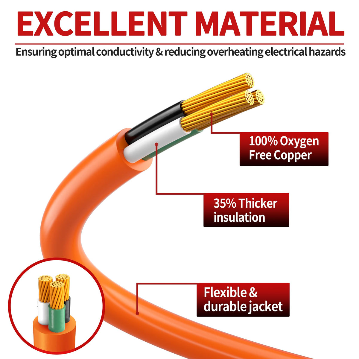 100 FT 10 Gauge Orange Extension Cord E534
