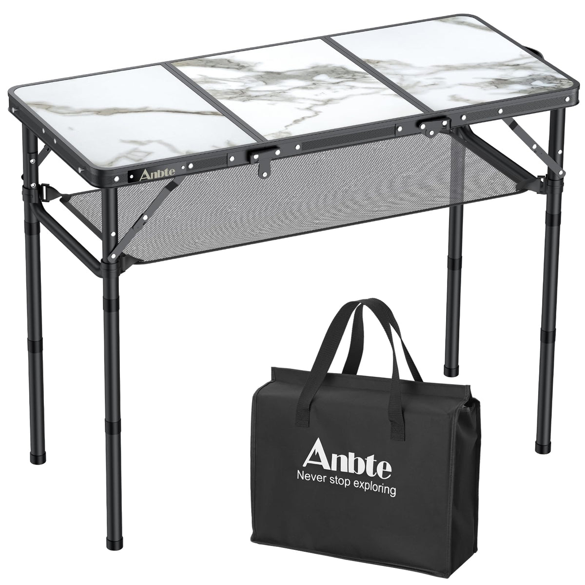 3ft Folding Camping Table, 3 Adjustable Height I18356