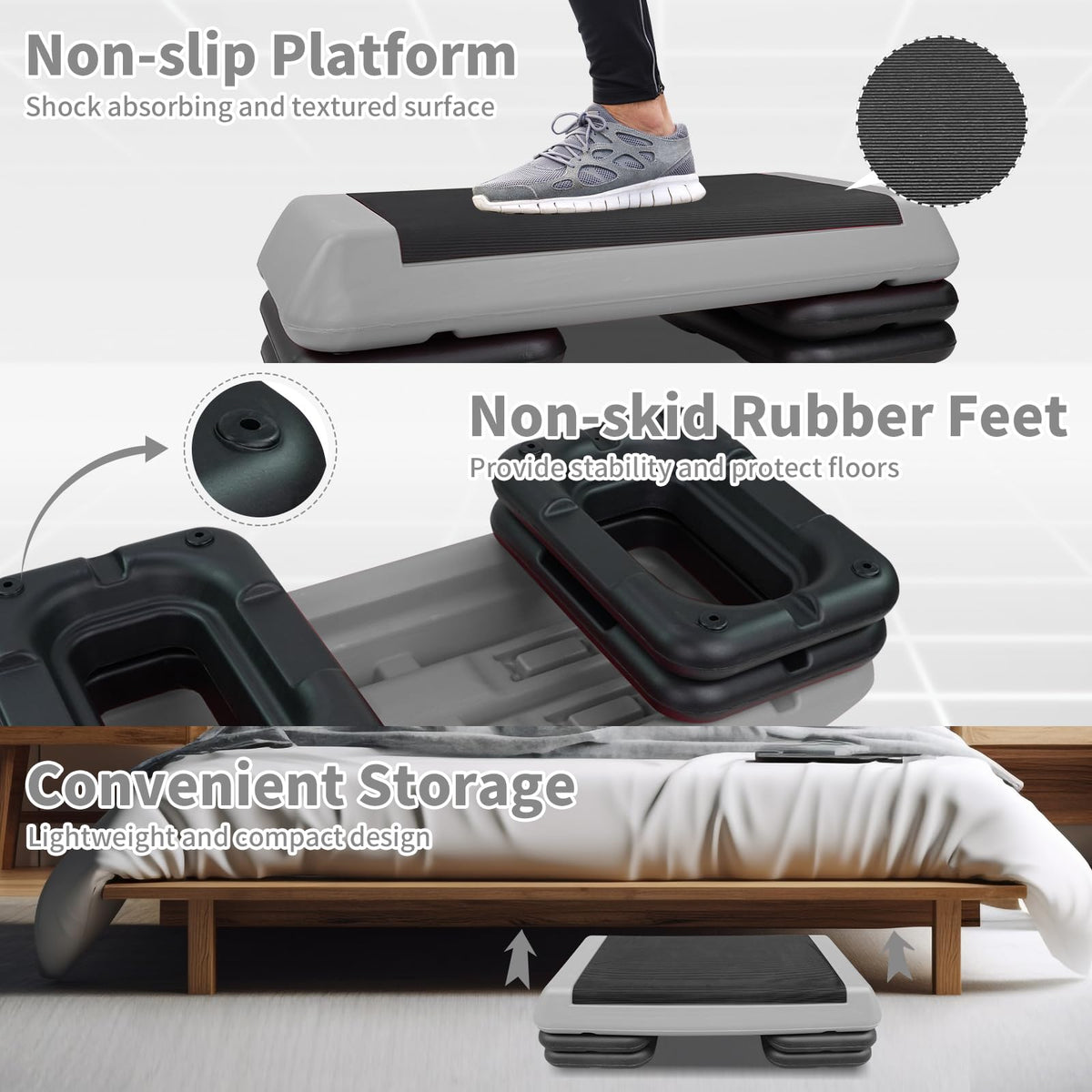 Adjustable Aerobic Stepper with 4 Risers E48758