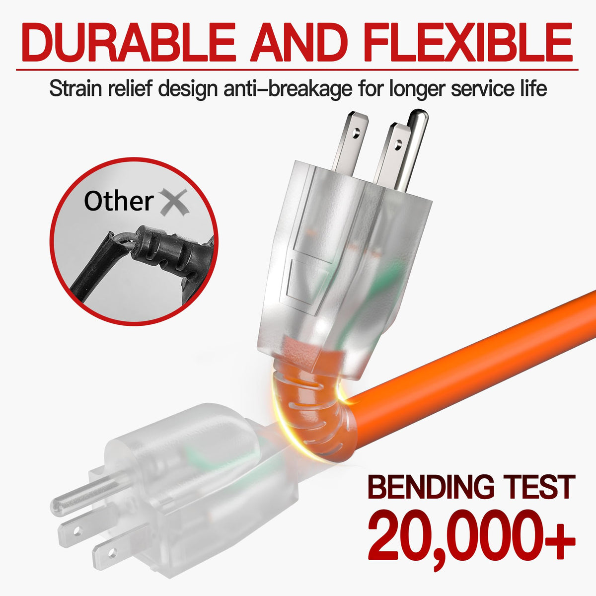 100 FT 10 Gauge Orange Extension Cord E534