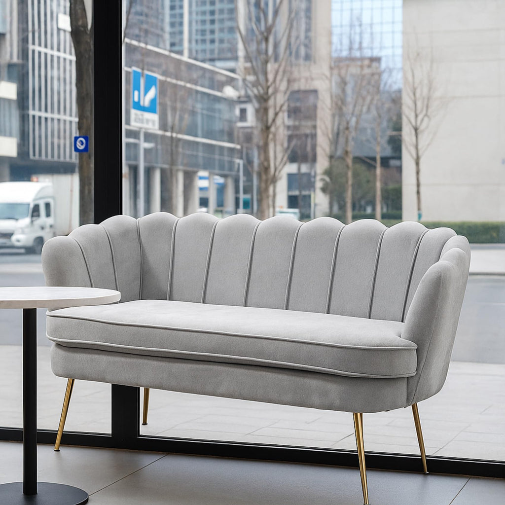 Light Grey Chenille 2-Seater Loveseat Sofa O9772