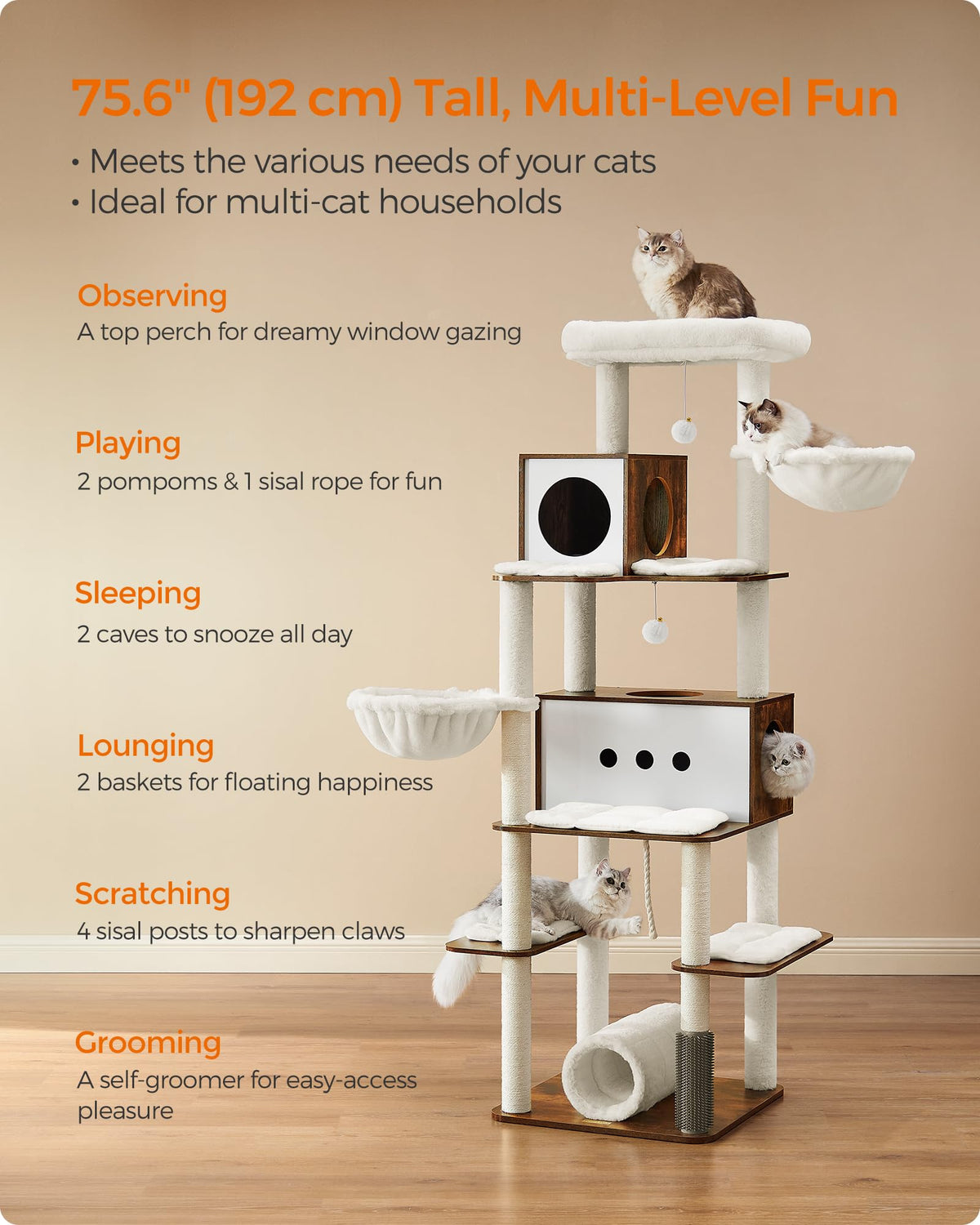 Cat Tree with 2 Caves and 2 Hammocks G119948