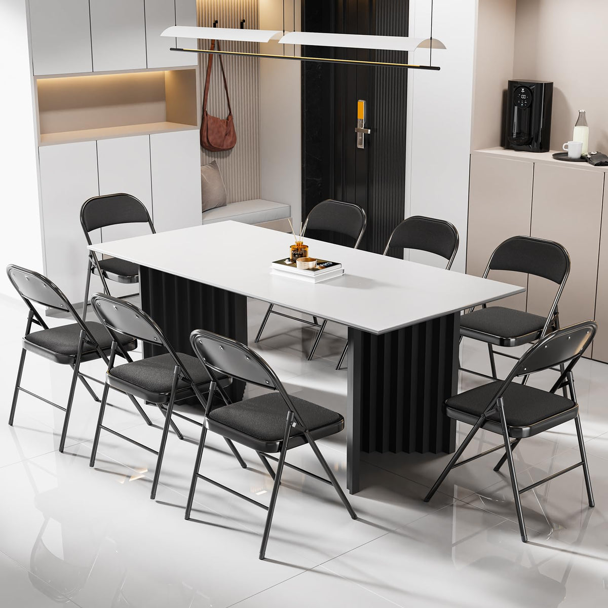 Black Fabric Padded Folding Chairs 10 Pack Z33238