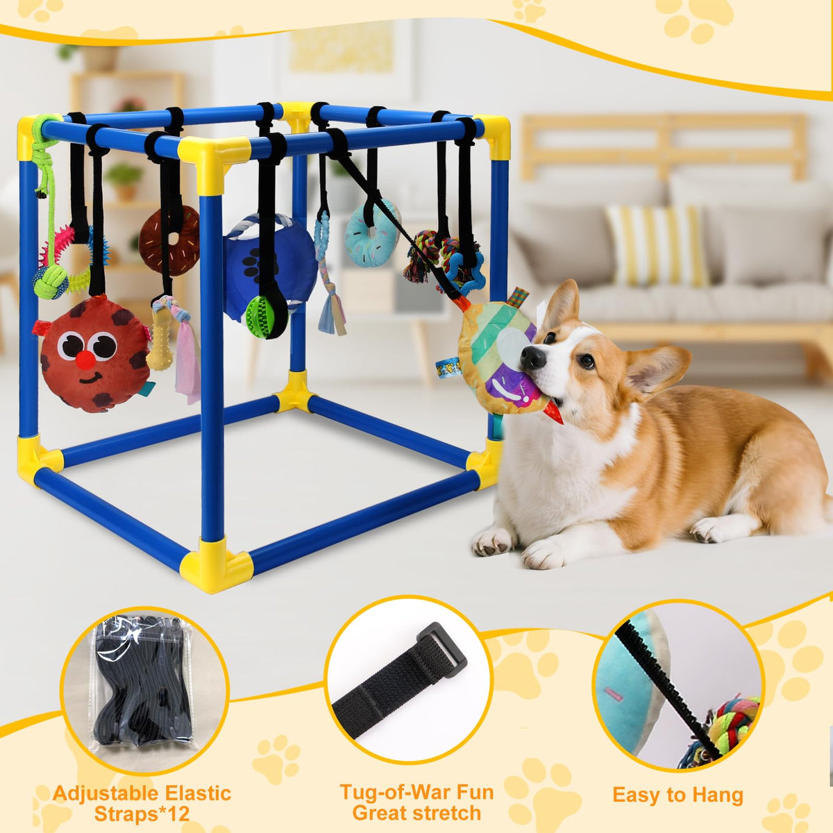 12 Toys Puppy Play Gym with Squeaky Toys U4961