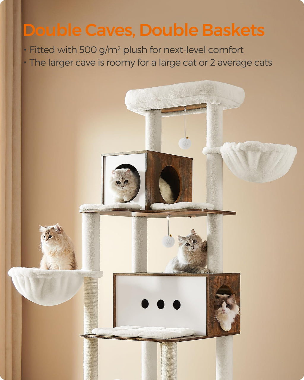 Cat Tree with 2 Caves and 2 Hammocks G119948