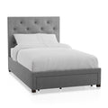 Gray Upholstered Twin Platform Bed with Storage Drawer X3356