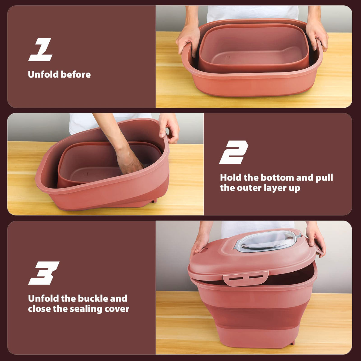 Collapsible Airtight Dry Food Storage Containers with Rolling Wheel G89095