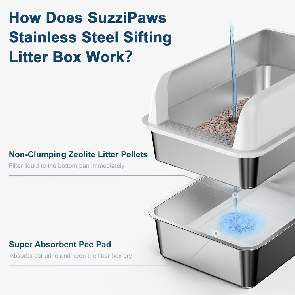 XL Stainless Steel Sifting Litter Box with Lid X44704