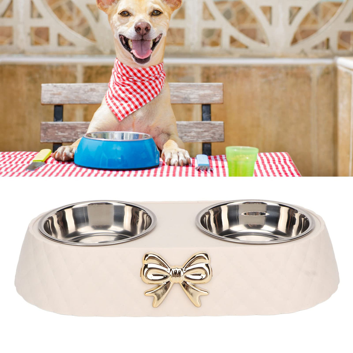 Stainless Steel Raised Tilted Pet Bowl B371697