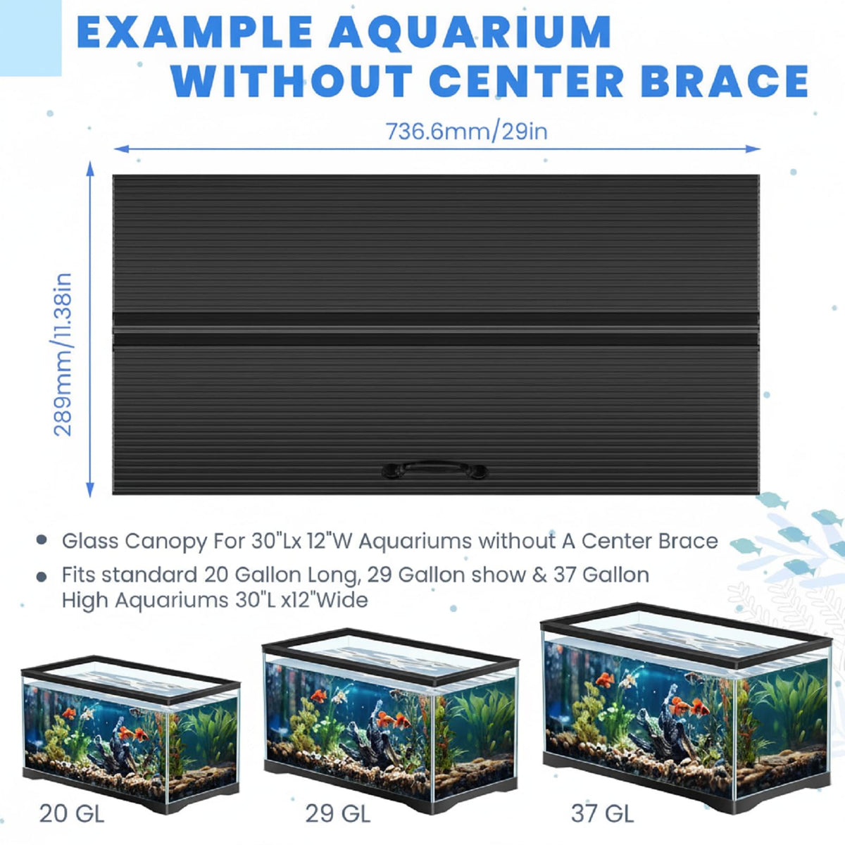 Aquarium Lid with LED Light 29 x 11.38 x 0.12 Inch G847