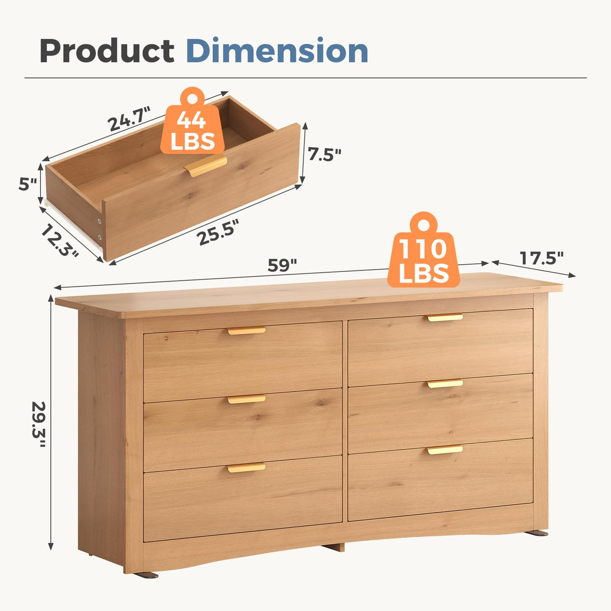 6 Drawer Wood Storage Cabinet D6259