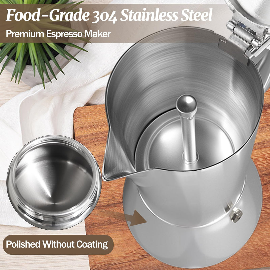 12 Cup 304 Stainless Steel Moka Pot E556