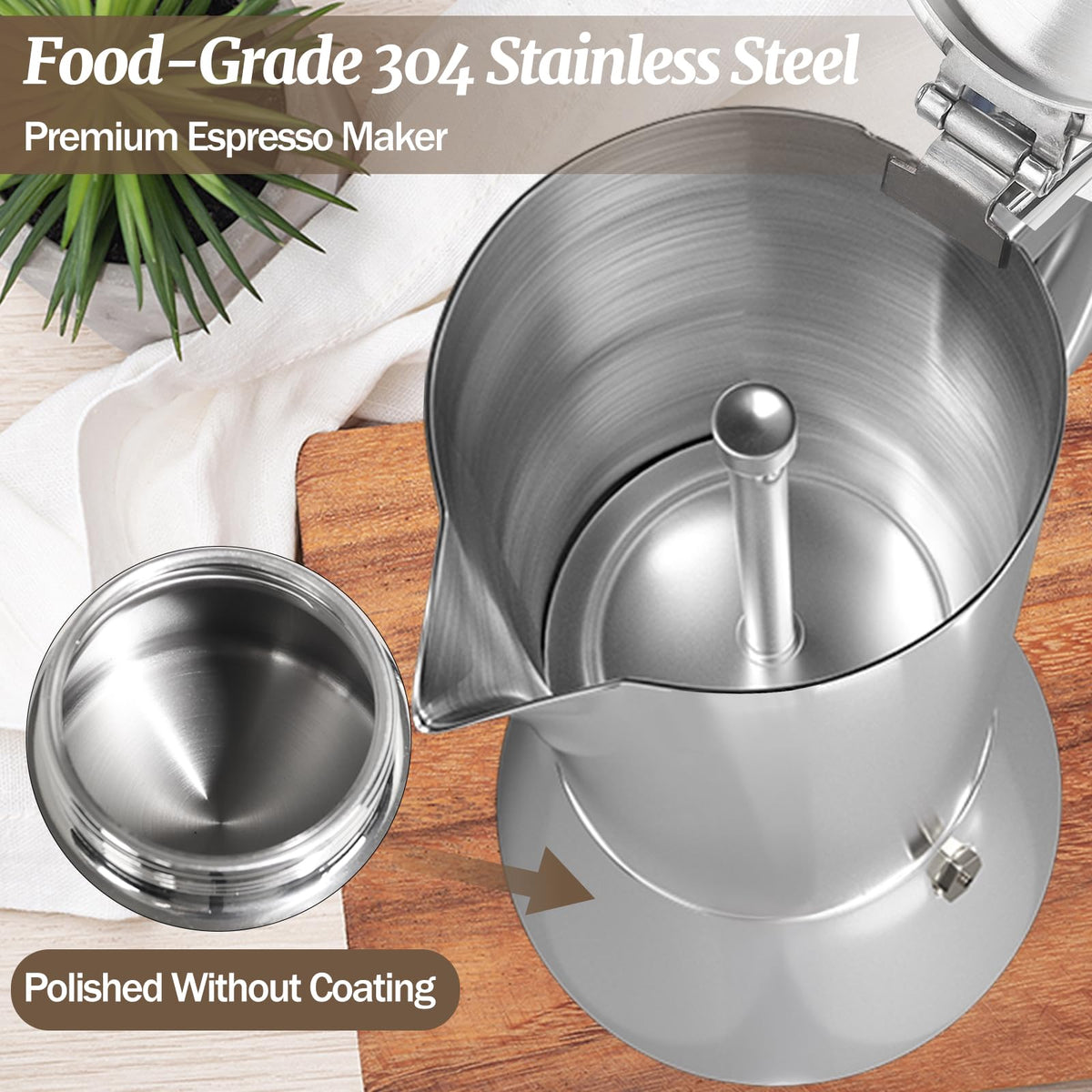 12 Cup 304 Stainless Steel Moka Pot E556