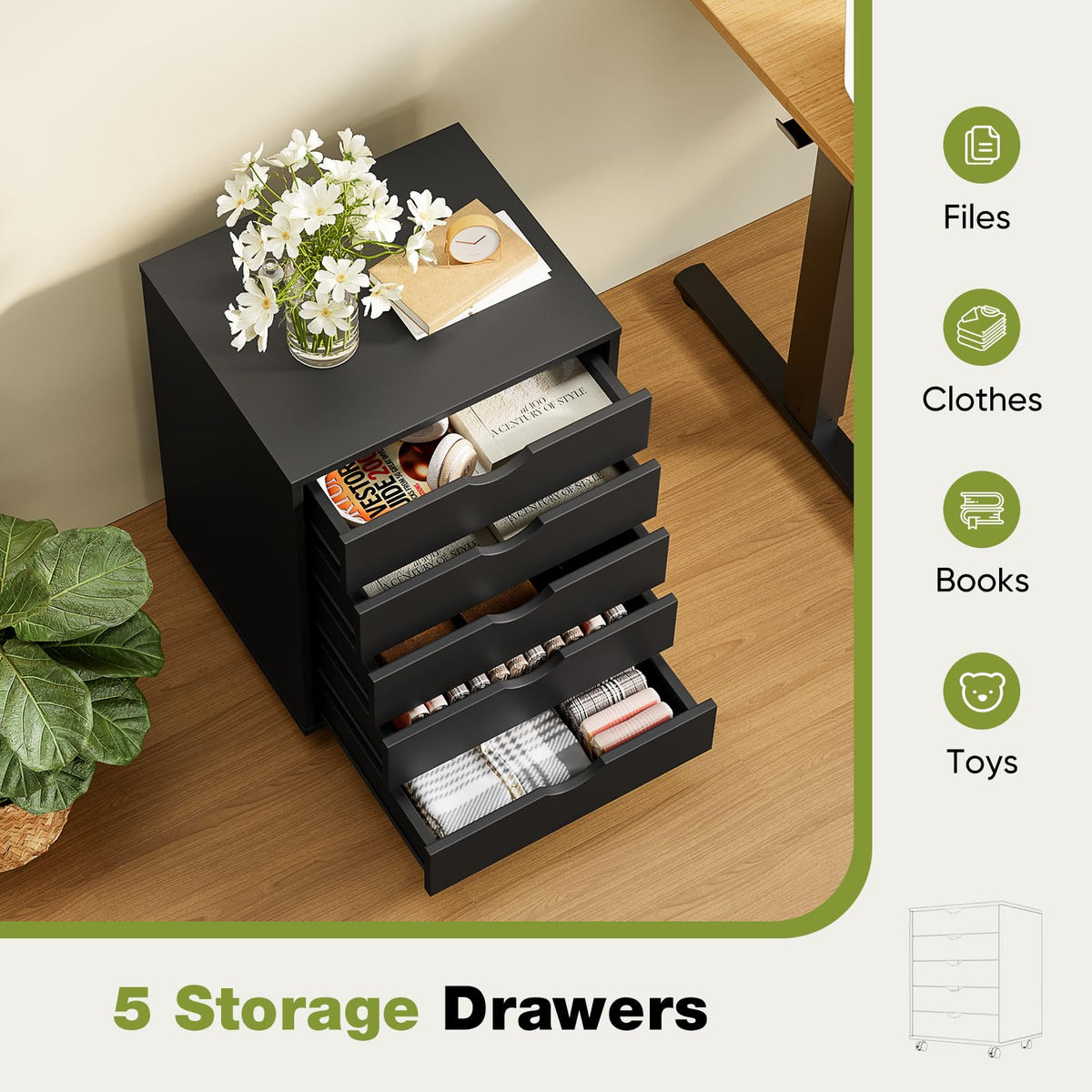 5 Drawer Wooden Dresser U27058