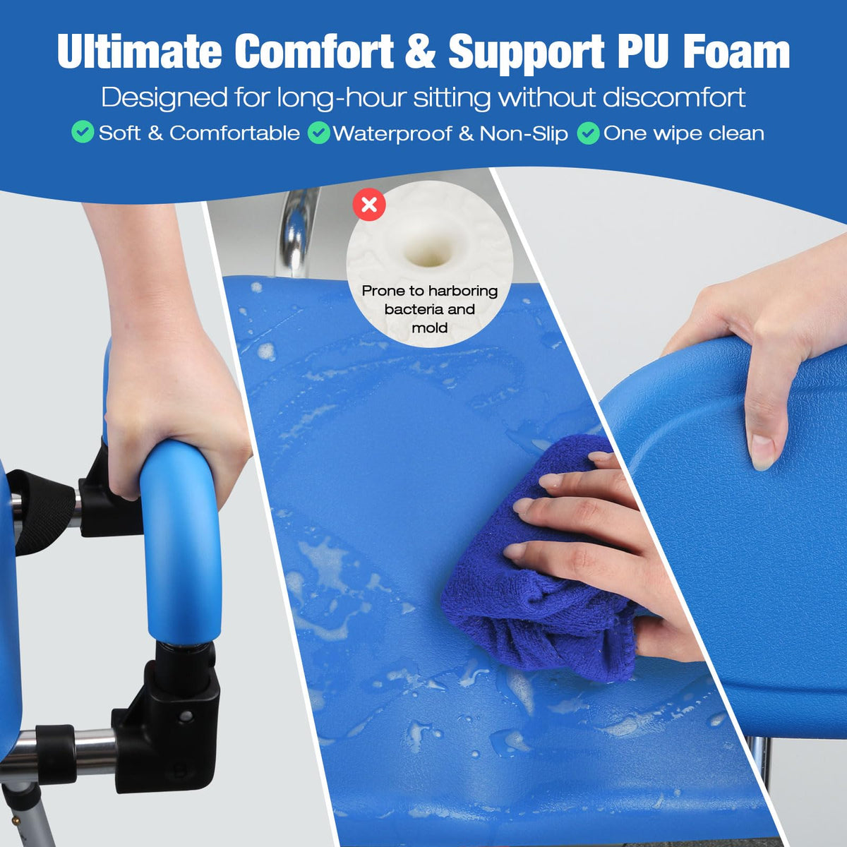 Sliding Shower Chair with 360° Swivel Seat and Adjustable Height F172