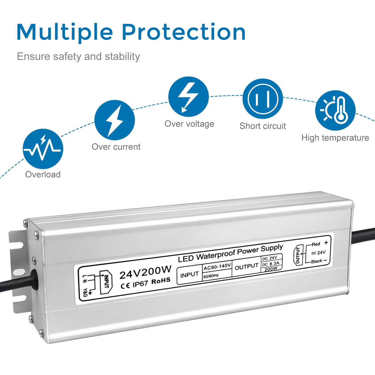 200W 24V IP67 Waterproof LED Driver D26411