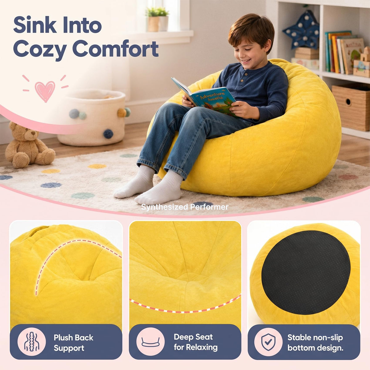 Small Yellow Bean Bag Chair L4106
