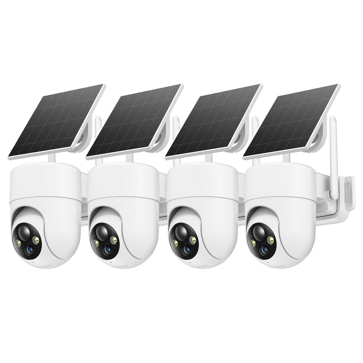 2K Solar Wireless Outdoor Security Cameras with 360° View, 4 Pack, White P5517