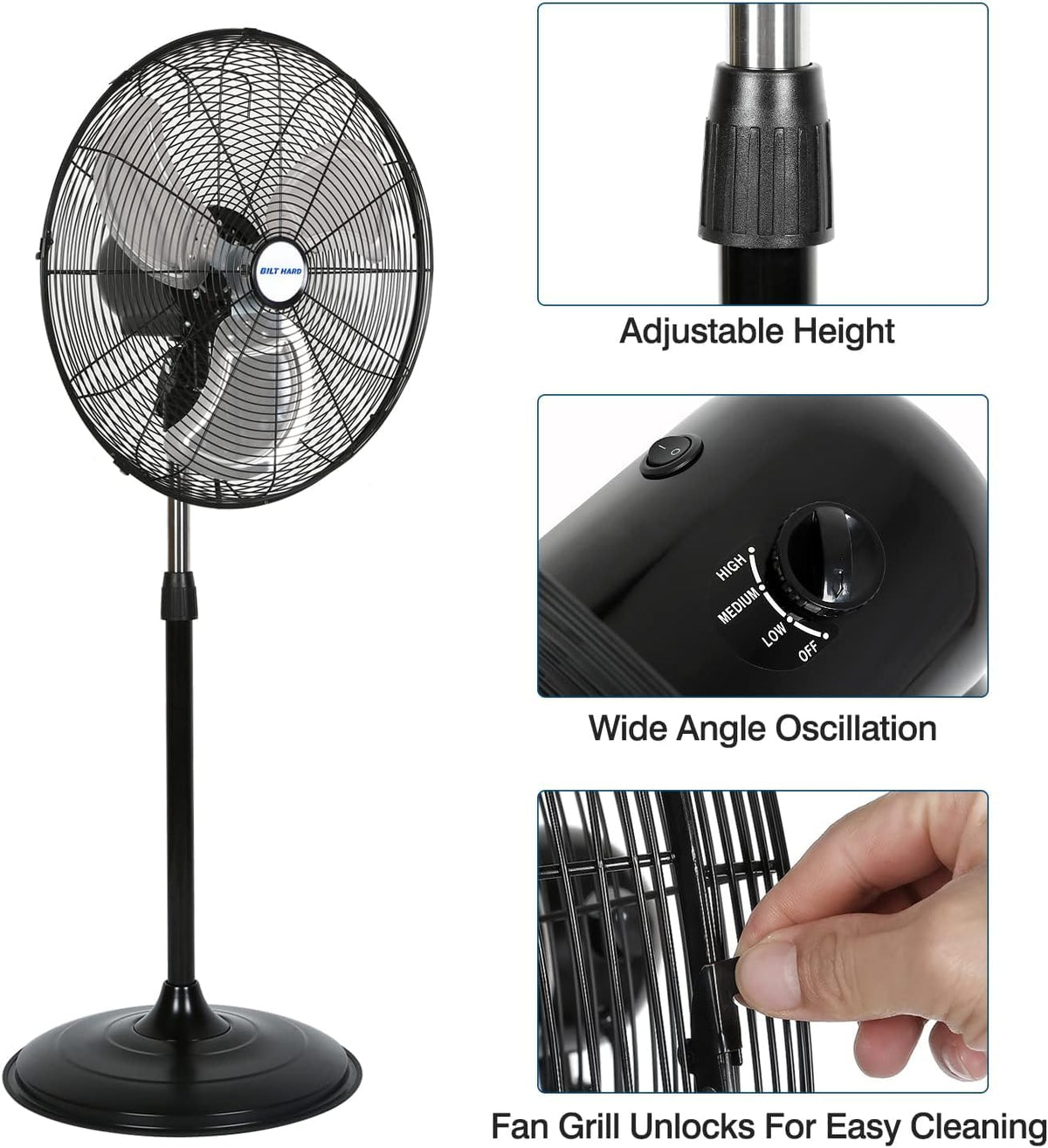 20" High Velocity 3-Speed Oscillating Pedestal Fan, 2 Pack D682677