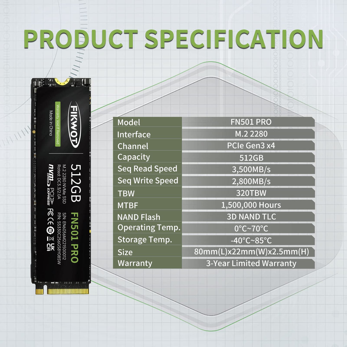 512GB NVMe M.2 2280 PCIe Gen3 x4 Internal Solid State Drive Y91833