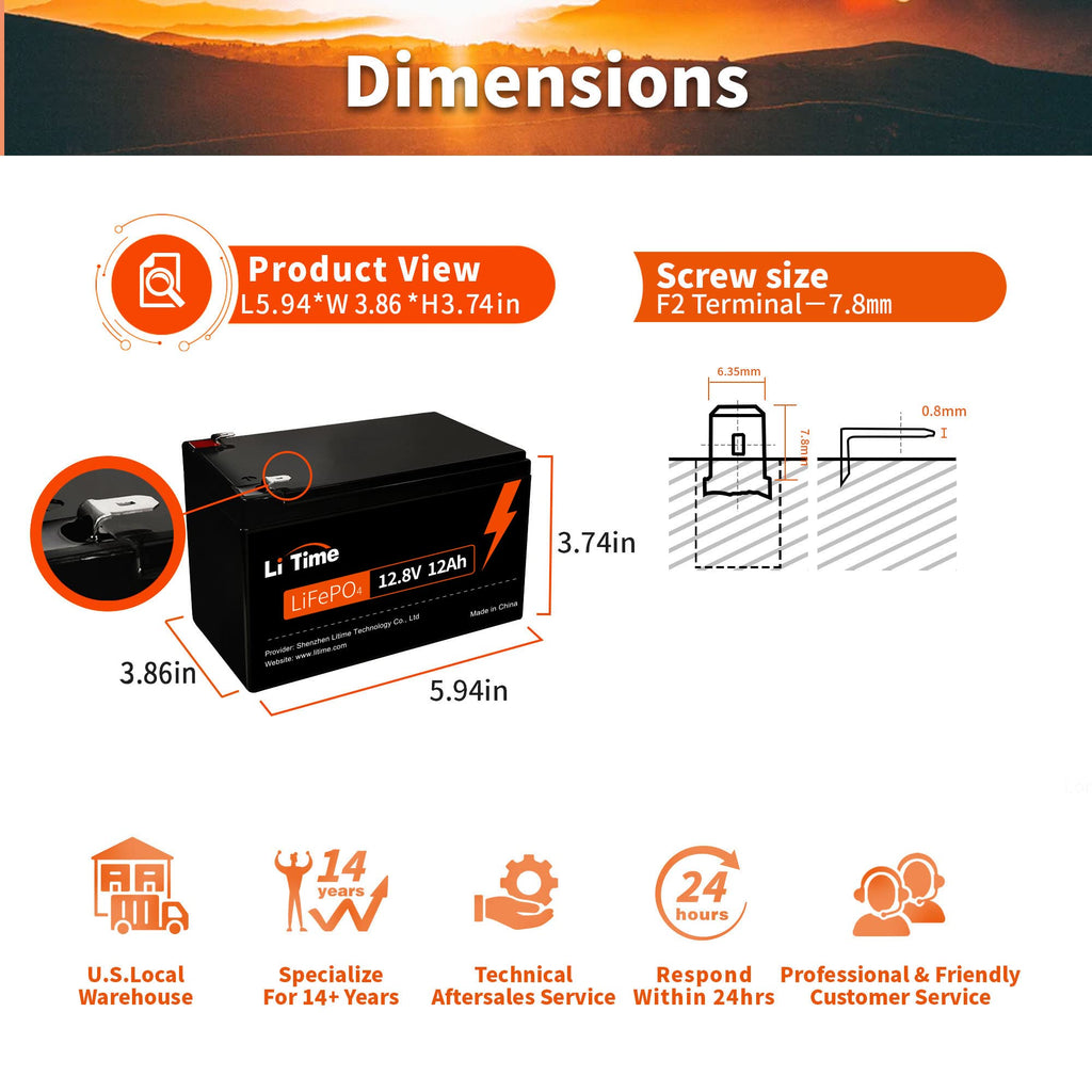 12V 12Ah Mini LiFePO4 Battery 2-Pack U1744