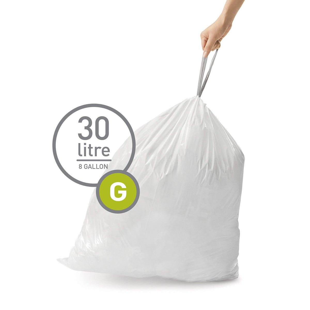 White Drawstring Trash Bags, 100 Count I7720