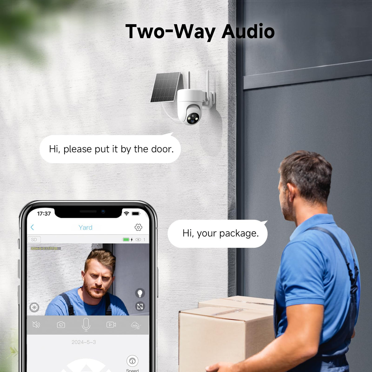 2K Solar Wireless Outdoor Security Cameras with 360° View, 4 Pack, White P5517