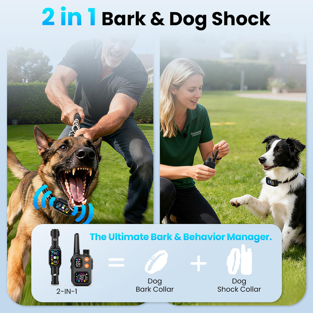2-in-1 Dog Bark Collar with Remote, 3 Modes, IP67 Waterproof A4452
