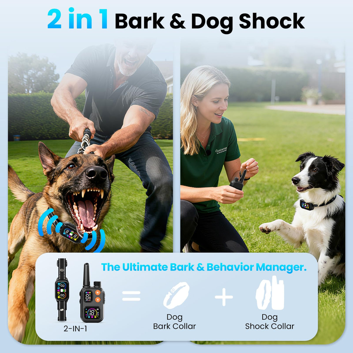 2-in-1 Dog Bark Collar with Remote, 3 Modes, IP67 Waterproof A4452